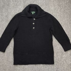 Vintage LRL Ralph Lauren Jeans Co Sweater Womens XL Cotton Pockets 3/4 Sleeve